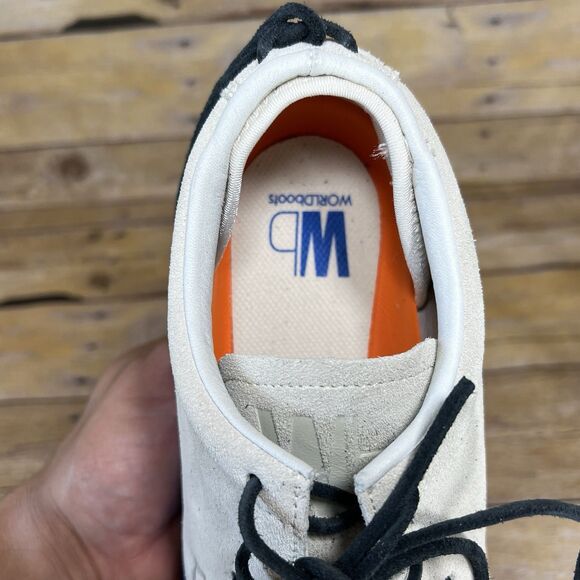 WB Moccasin Size Mens 6 Womens7 Taupe Royal Blue Hemera Skirt 100% Leather Suede - Picture 13 of 16